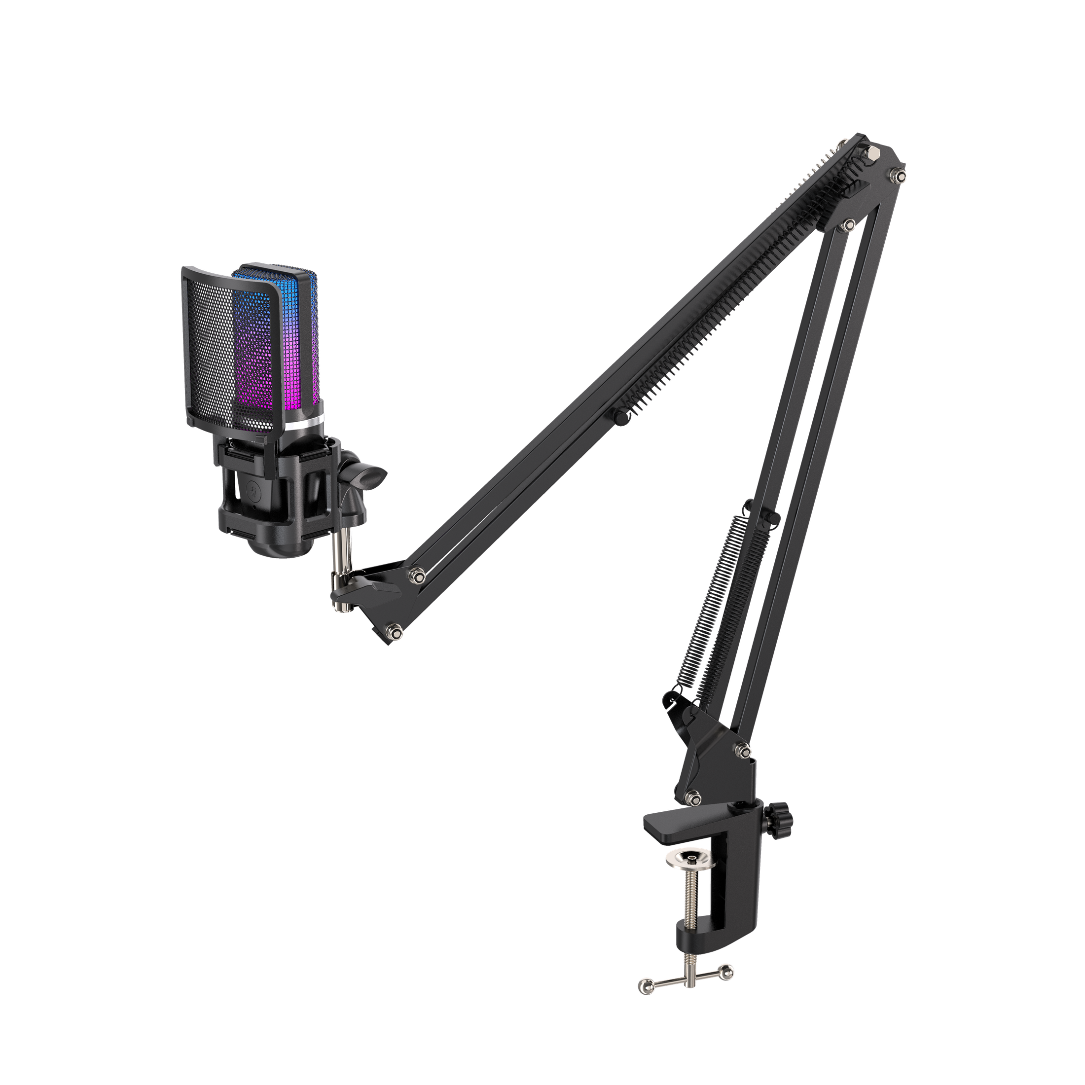 Playmax RGB Black Microphone with arm and Tripod