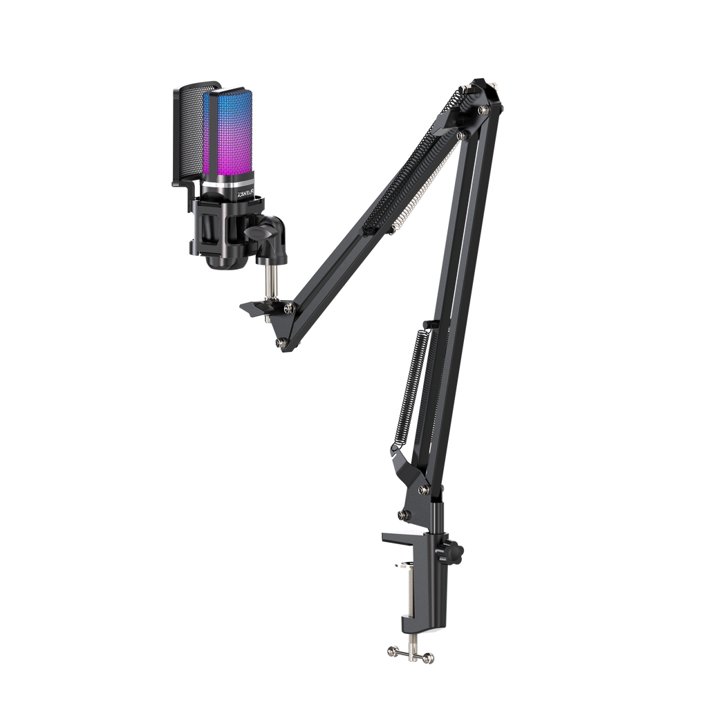 Playmax RGB Black Microphone with arm and Tripod