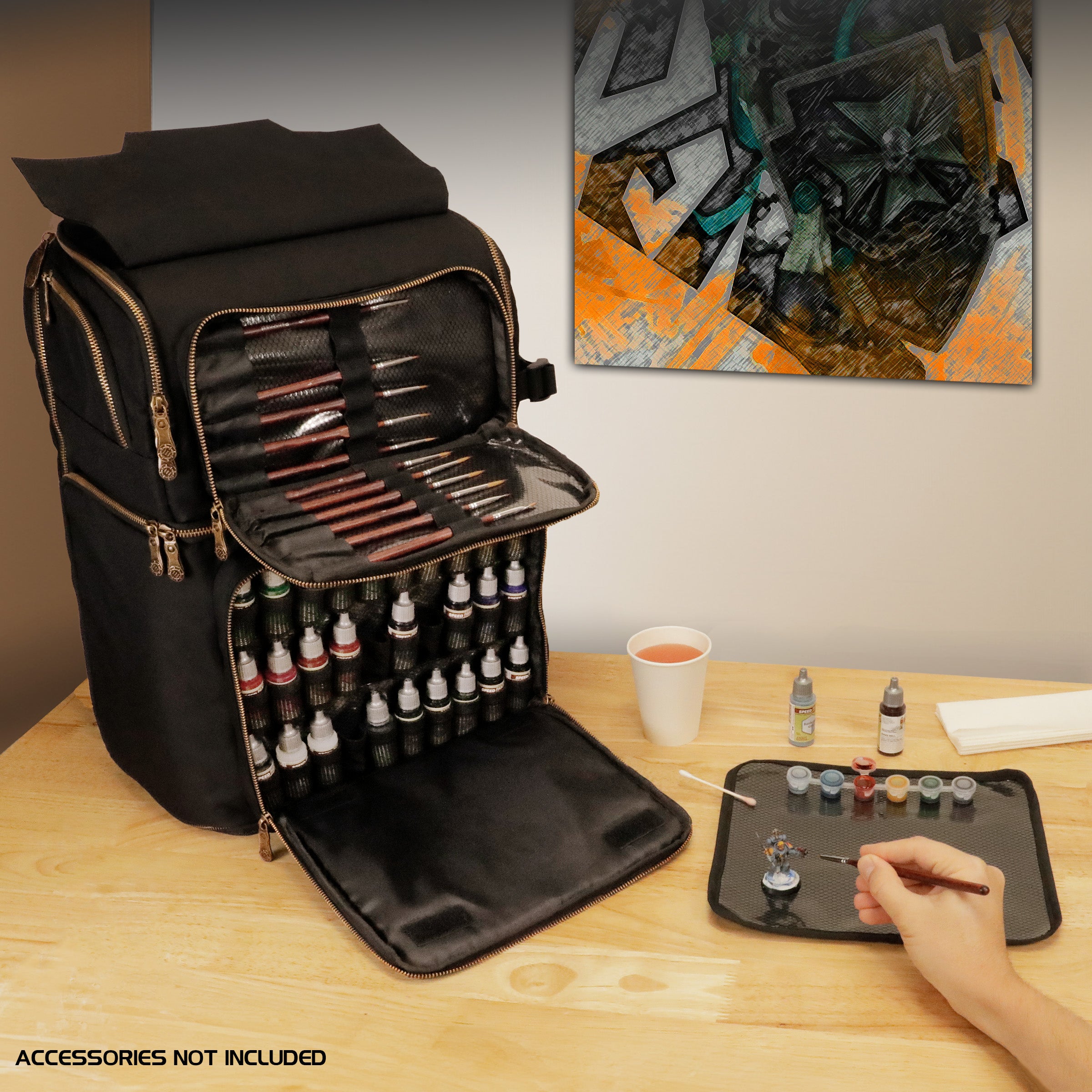 Enhance Miniature Painting Storage Backpack Black