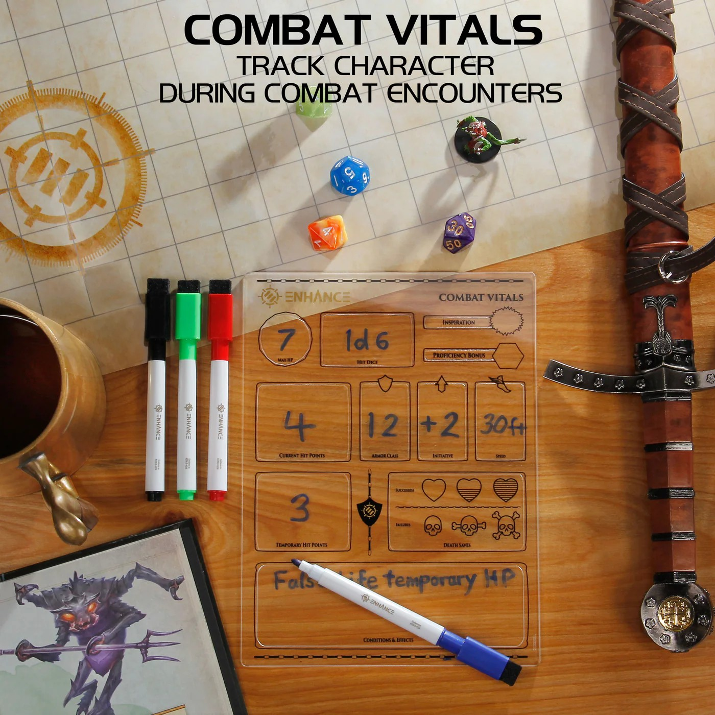ENHANCE Tabletop Gaming Acrylic Character Sheet Set