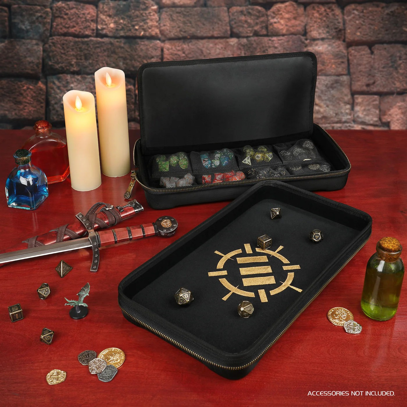 ENHANCE Tabletop Community Dice Rolling Tray & Dice Case