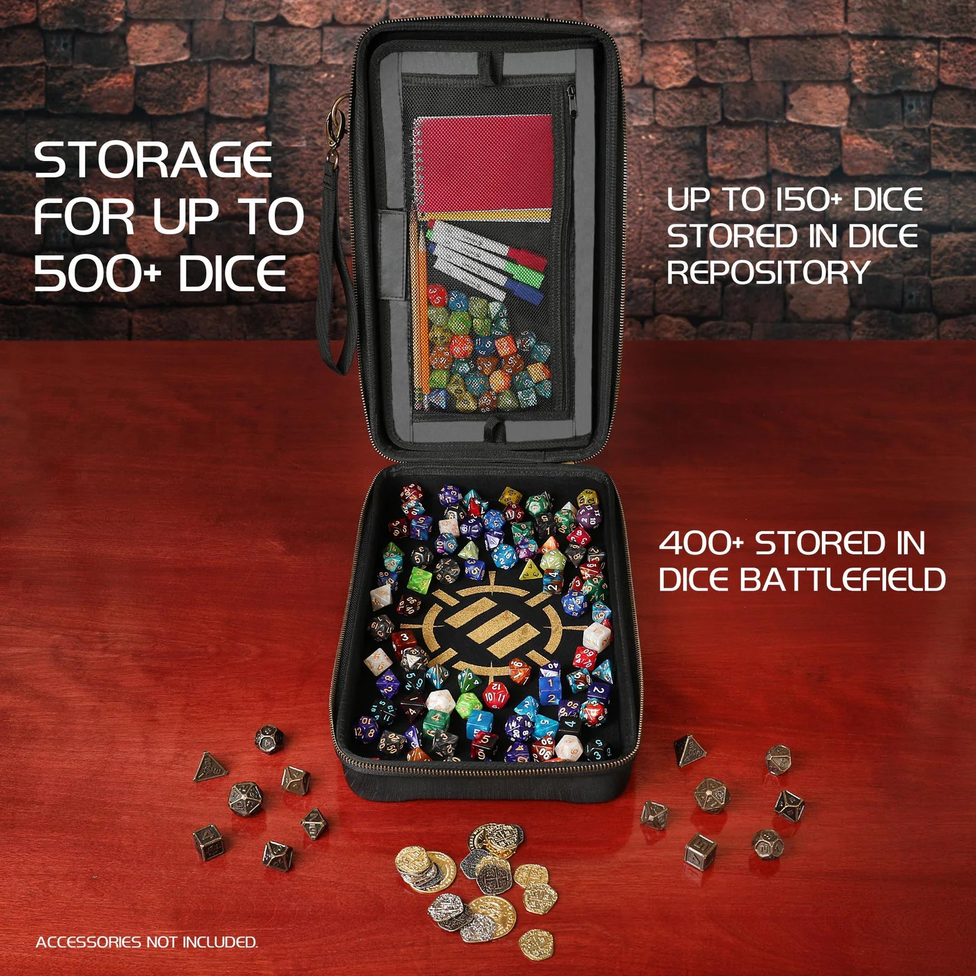 ENHANCE Tabletop Community Dice Rolling Tray & Dice Case