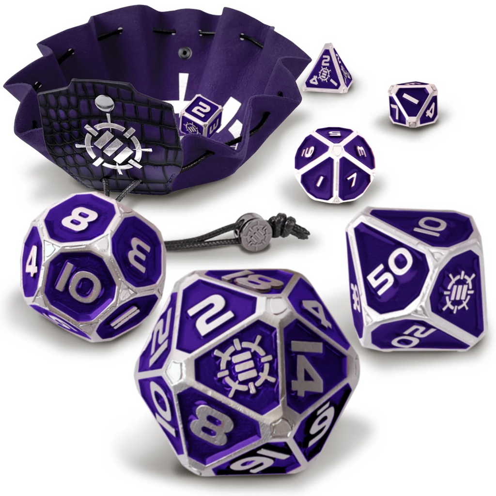 Enhance Tabletop Collectors 7pc Metal RPG Dice Set - Purple
