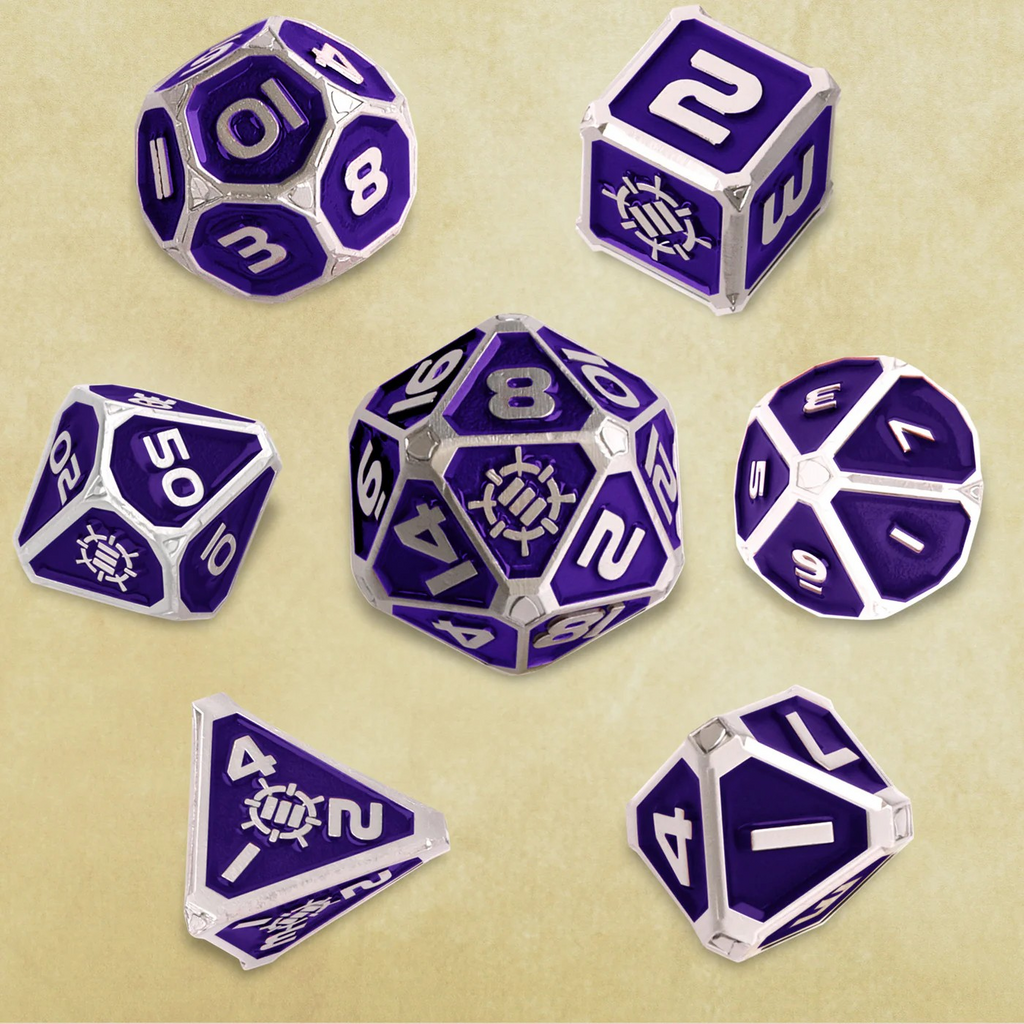 Enhance Tabletop Collectors 7pc Metal RPG Dice Set - Purple