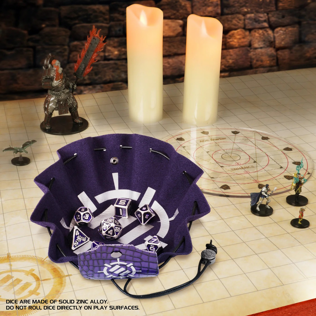 Enhance Tabletop Collectors 7pc Metal RPG Dice Set - Purple