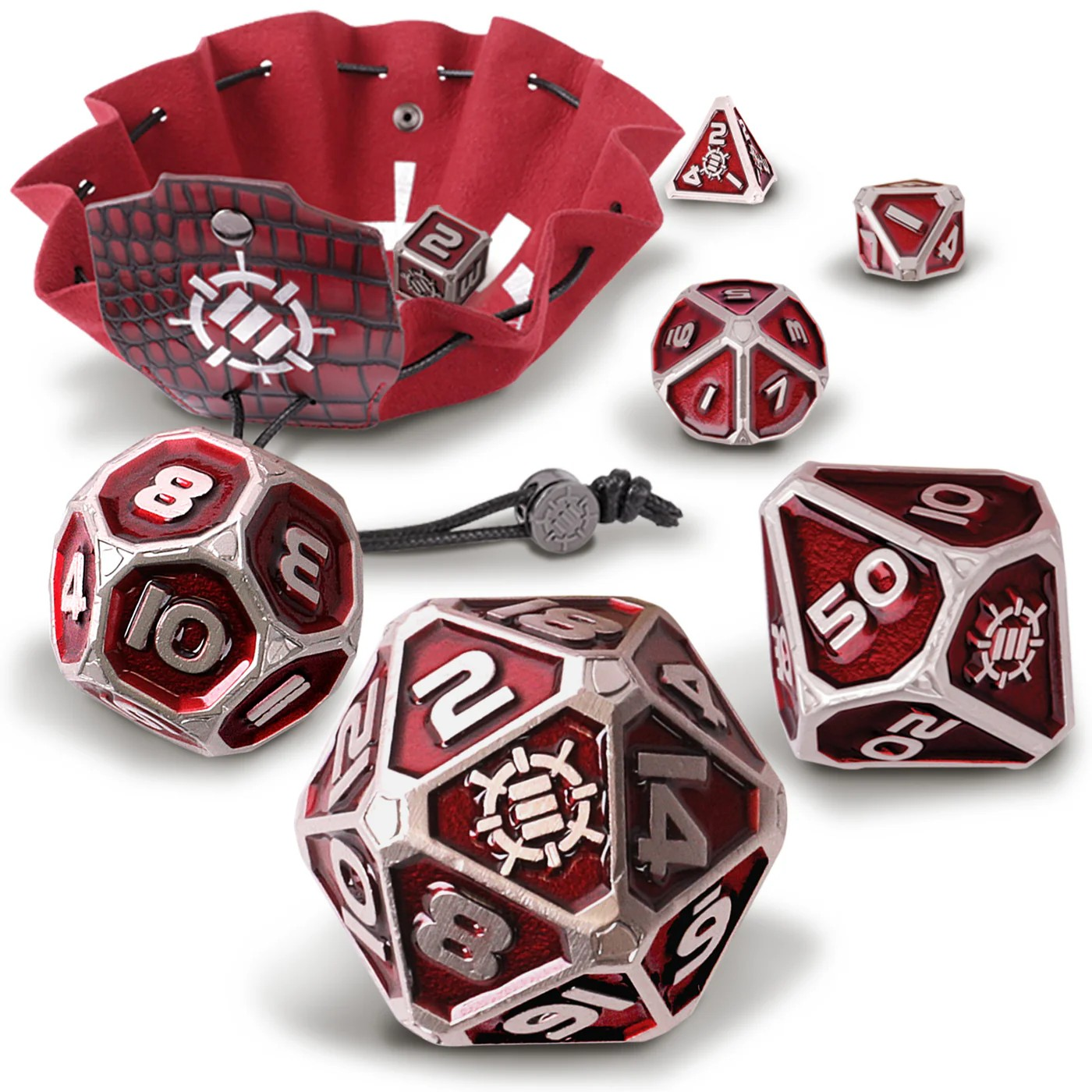 Enhance Tabletop Collectors 7pc Metal RPG Dice Set - Red