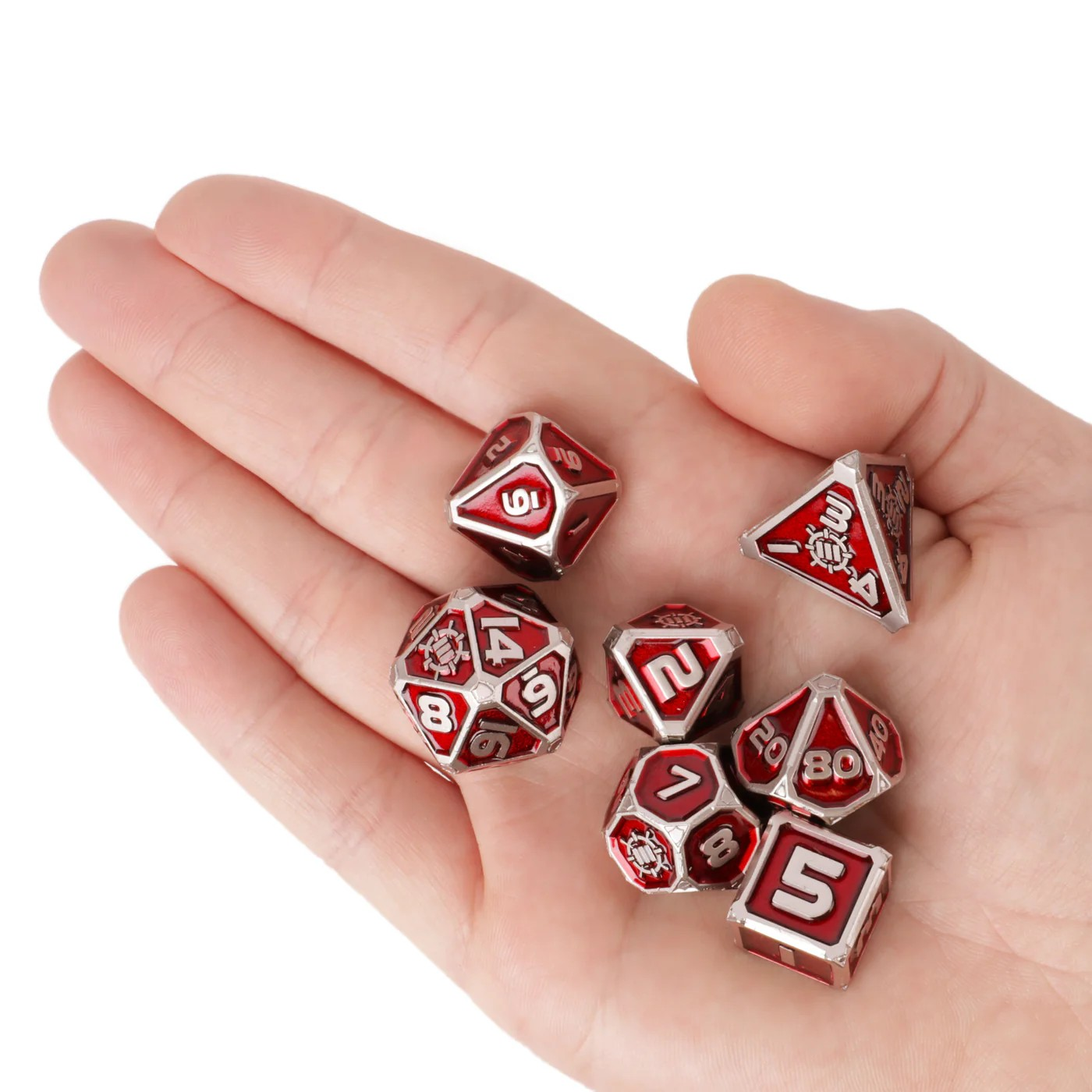 Enhance Tabletop Collectors 7pc Metal RPG Dice Set - Red