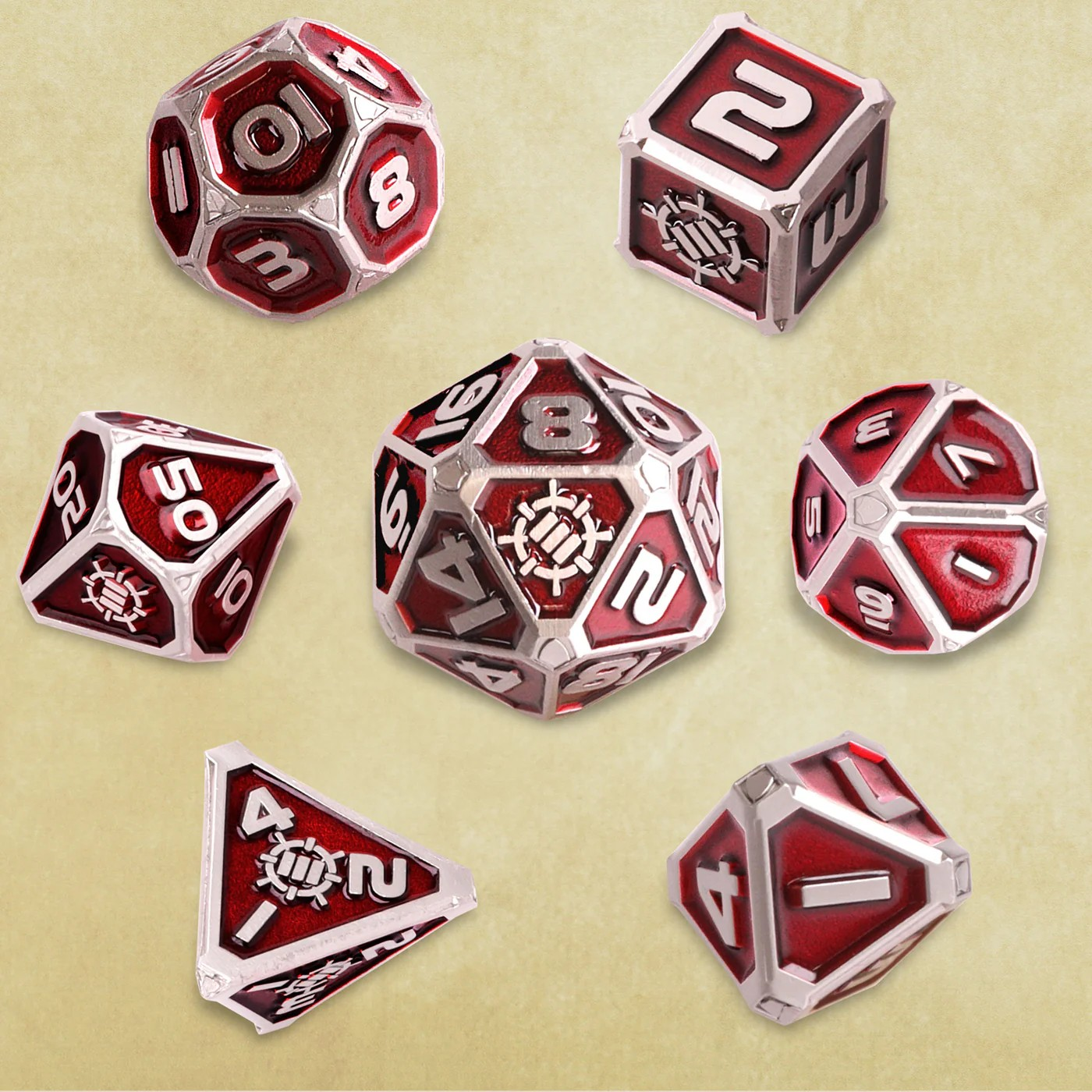 Enhance Tabletop Collectors 7pc Metal RPG Dice Set - Red