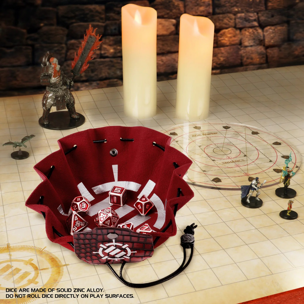 Enhance Tabletop Collectors 7pc Metal RPG Dice Set - Red