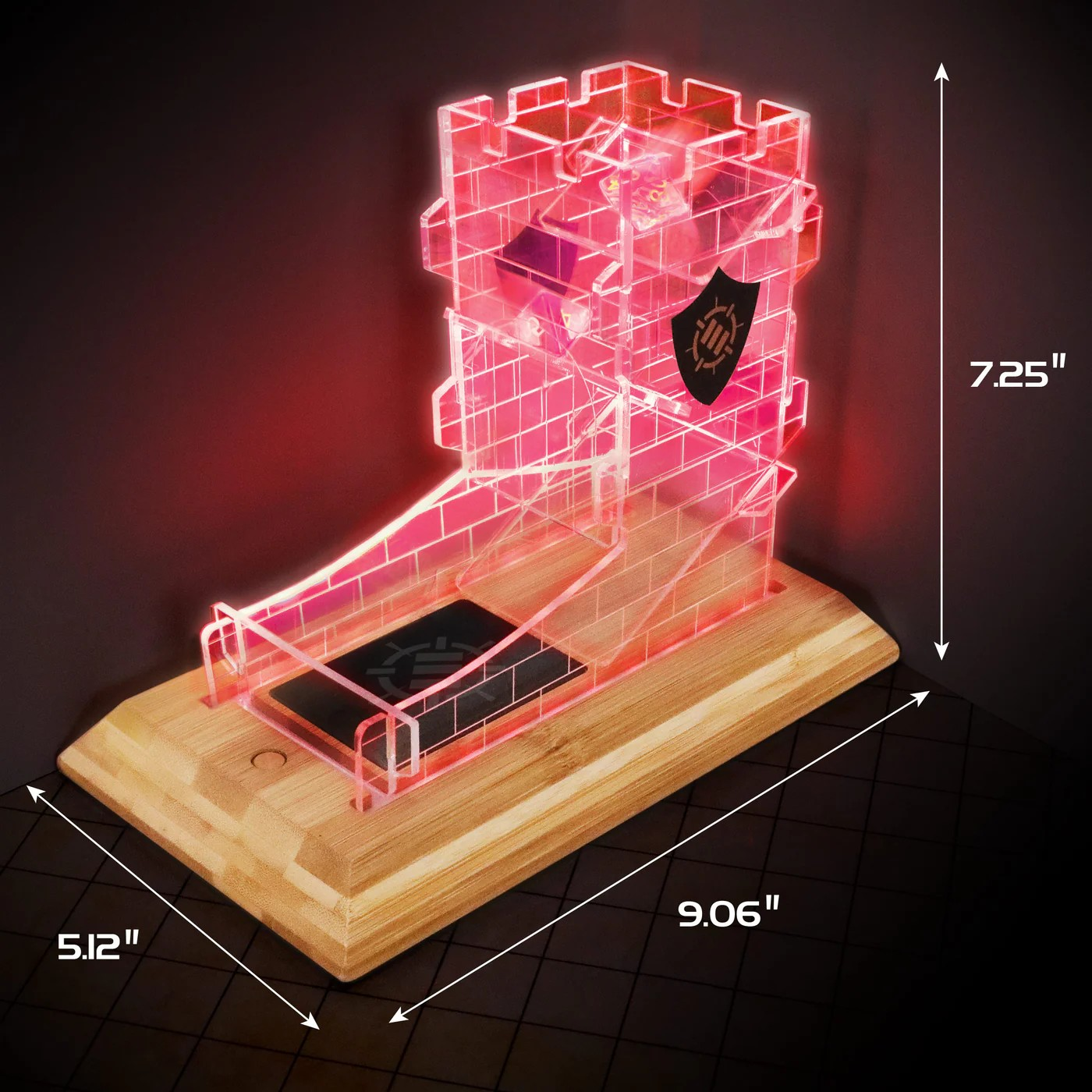 Enhance Tabletop LED Dice Tower and 7pc Clear Dice Set
