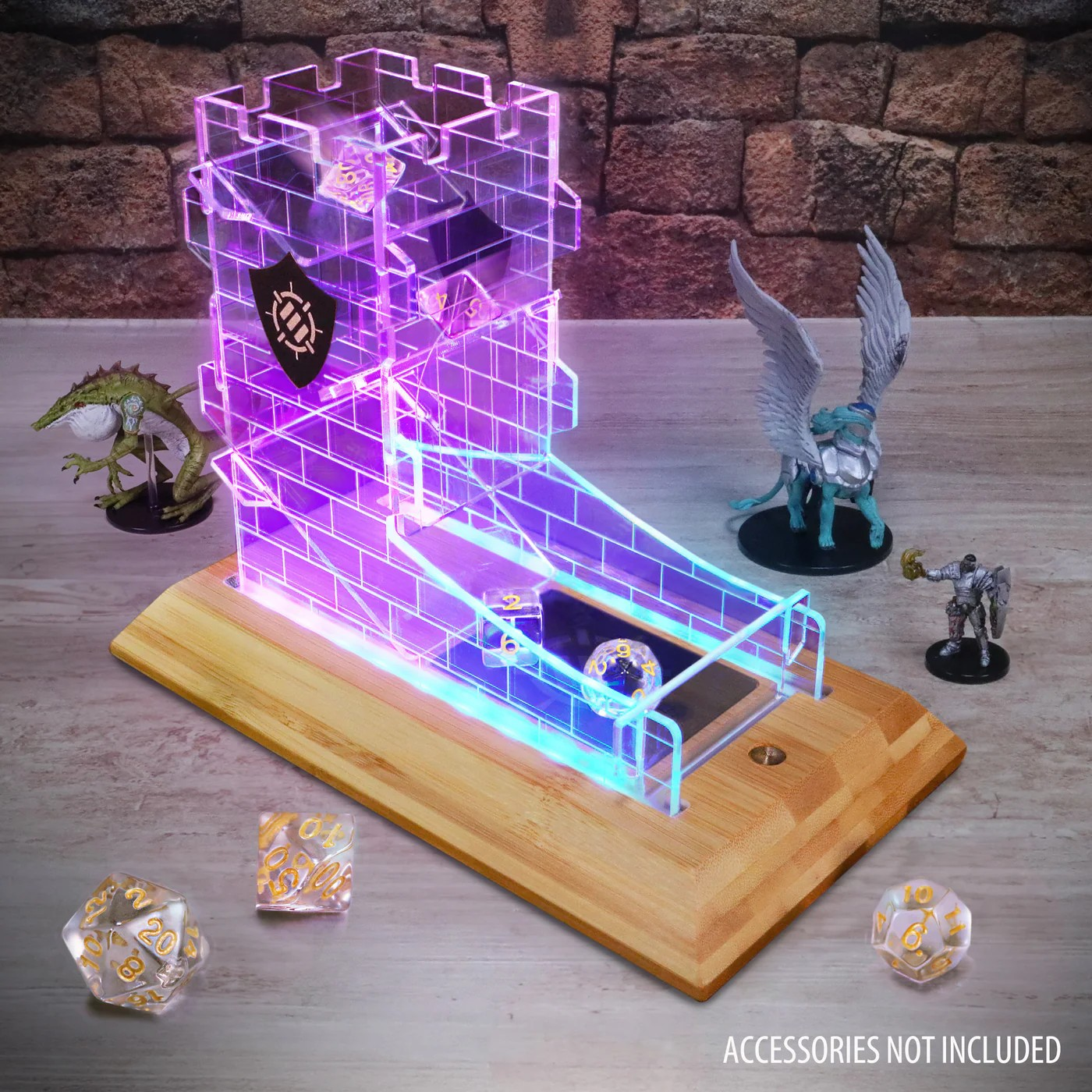 Enhance Tabletop LED Dice Tower and 7pc Clear Dice Set