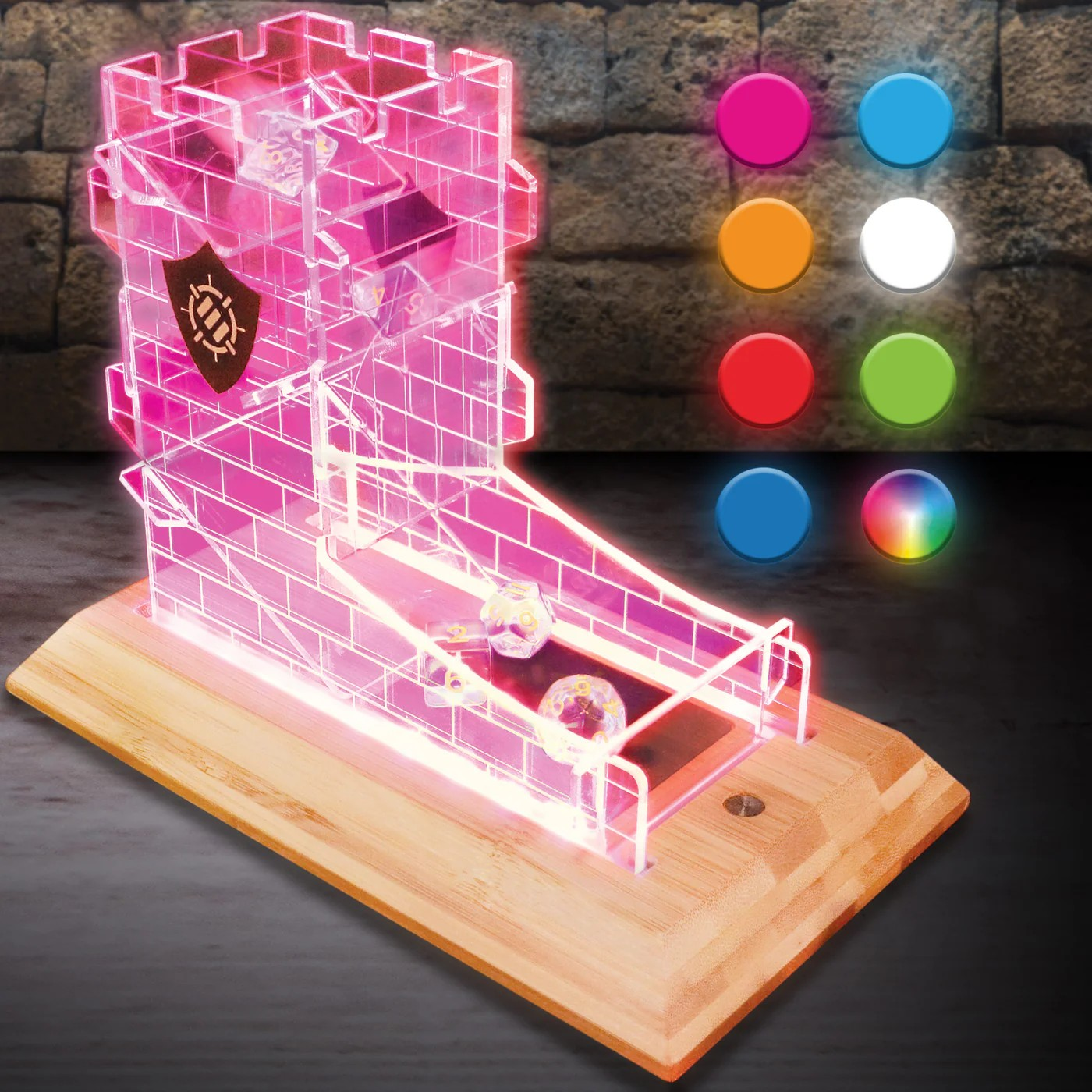 Enhance Tabletop LED Dice Tower and 7pc Clear Dice Set