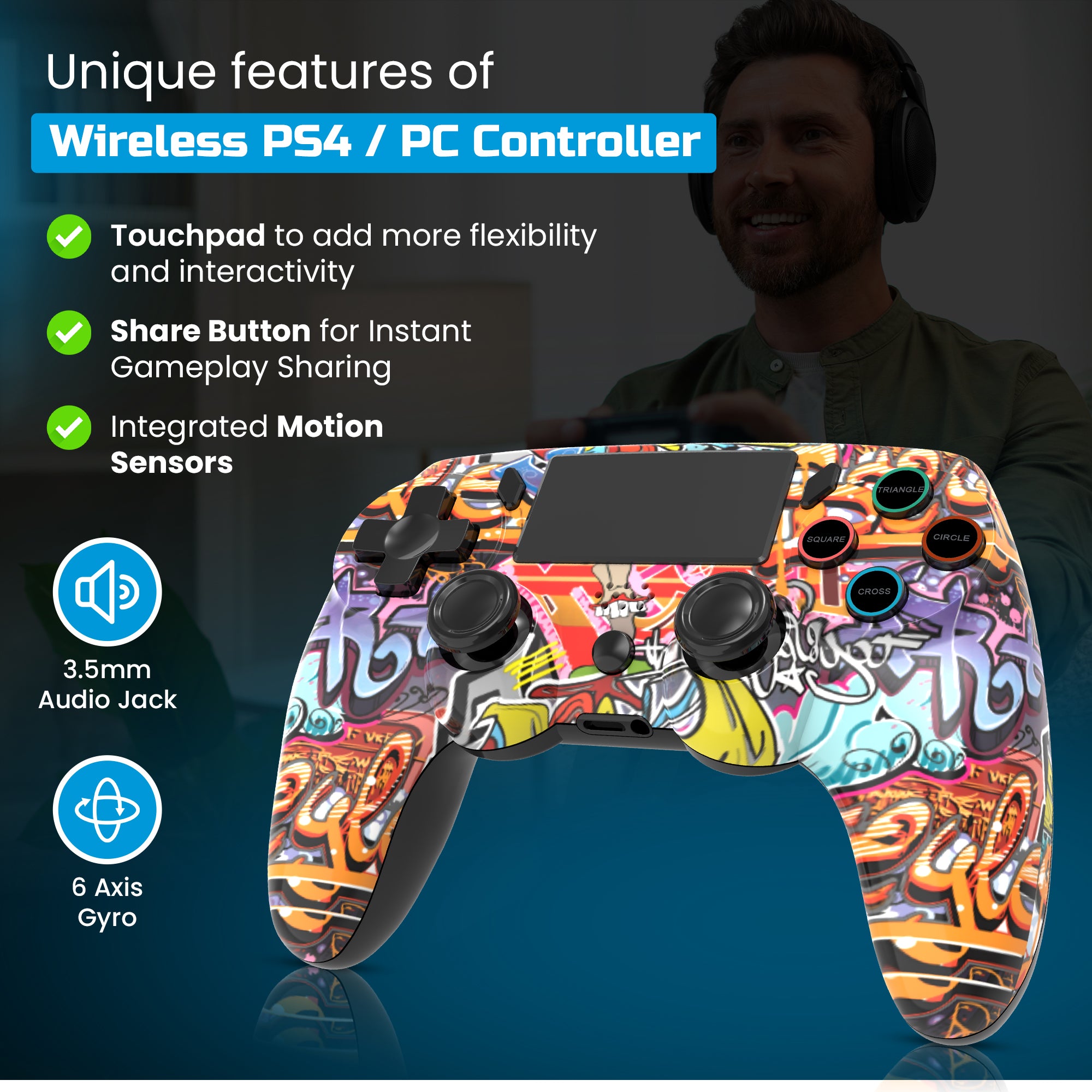 Playmax PS4 / PC Wireless Controller (Graffiti)