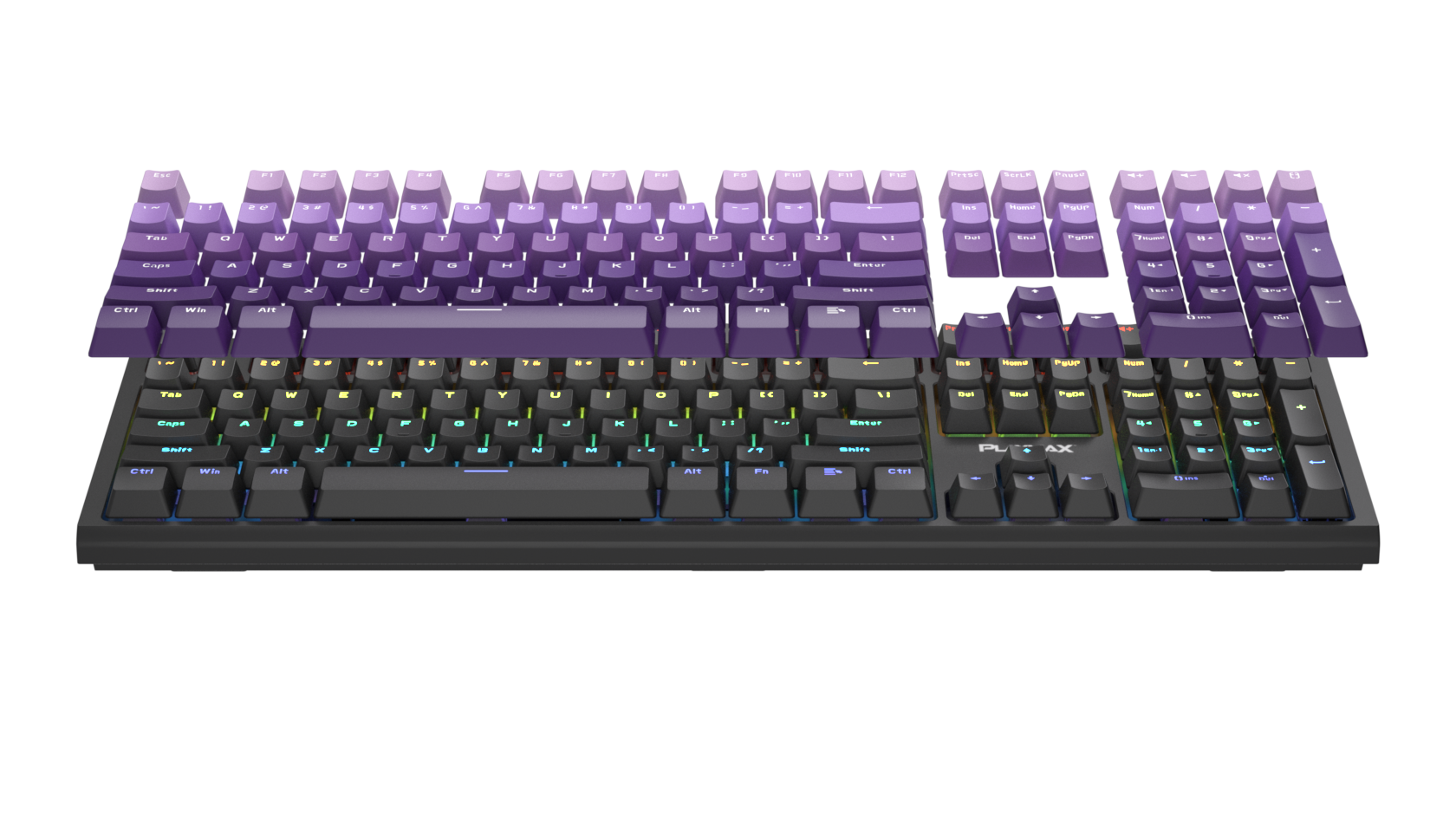 Playmax PRO Black Mechanical Gaming Keyboard (Purple Bonus key caps)