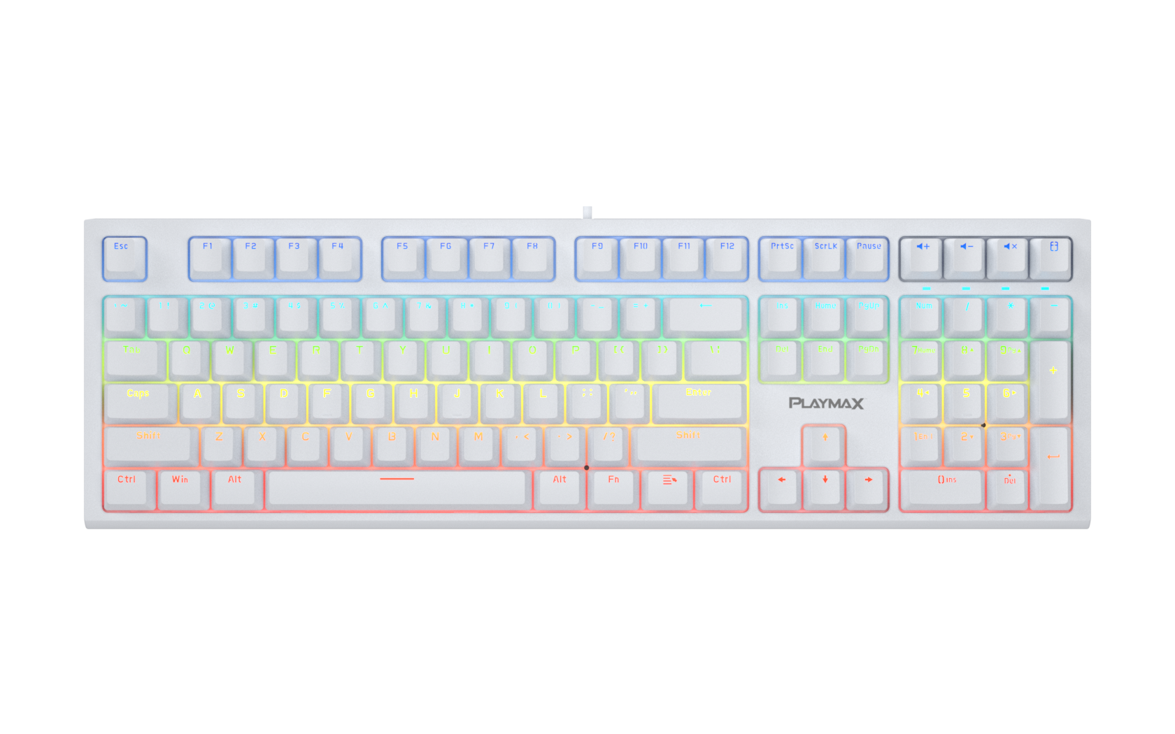 Playmax PRO White Mechanical Gaming Keyboard (Purple Blue key caps)