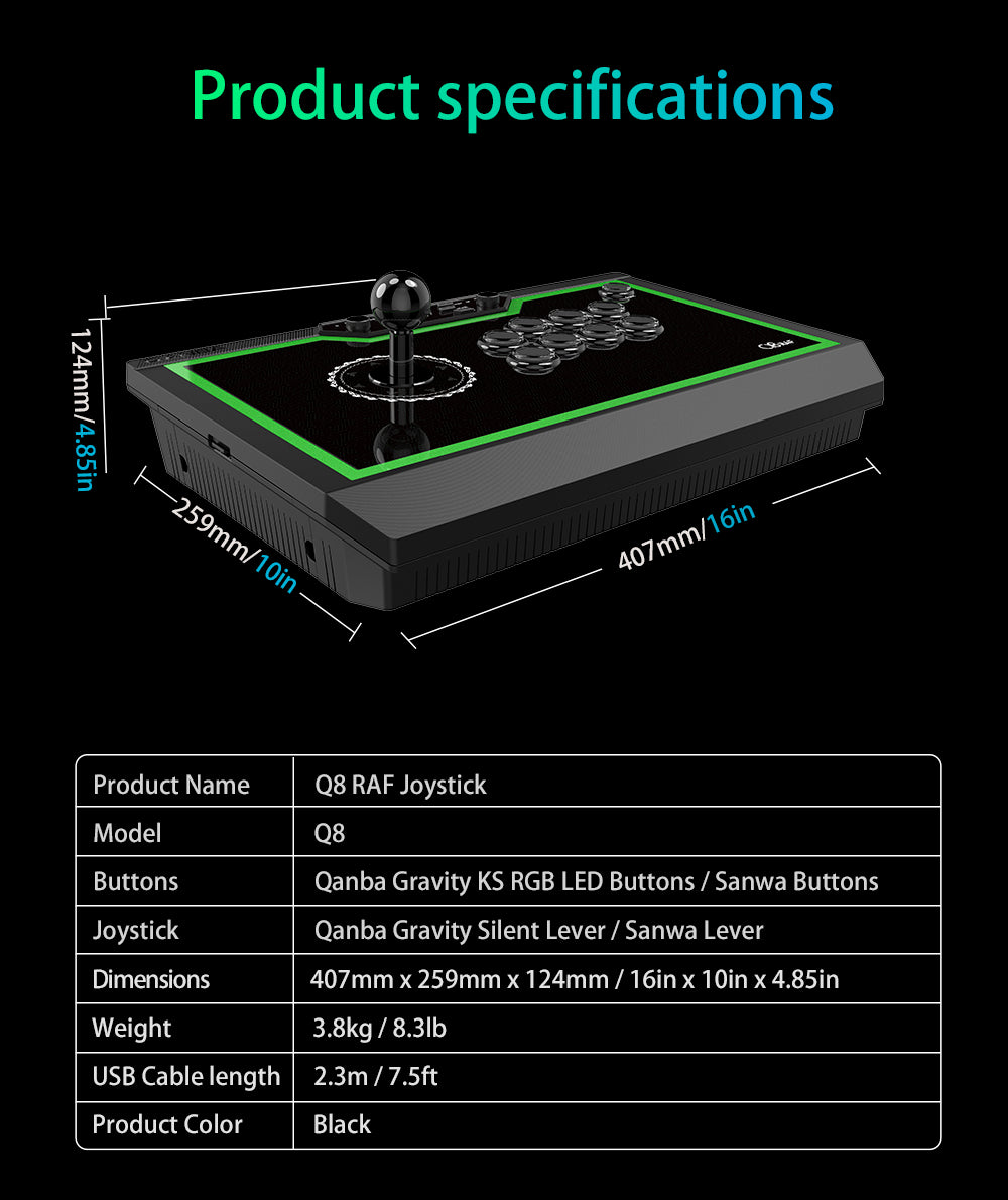 Qanba Q8-GR PC Arcade Stick (Fighting Stick)