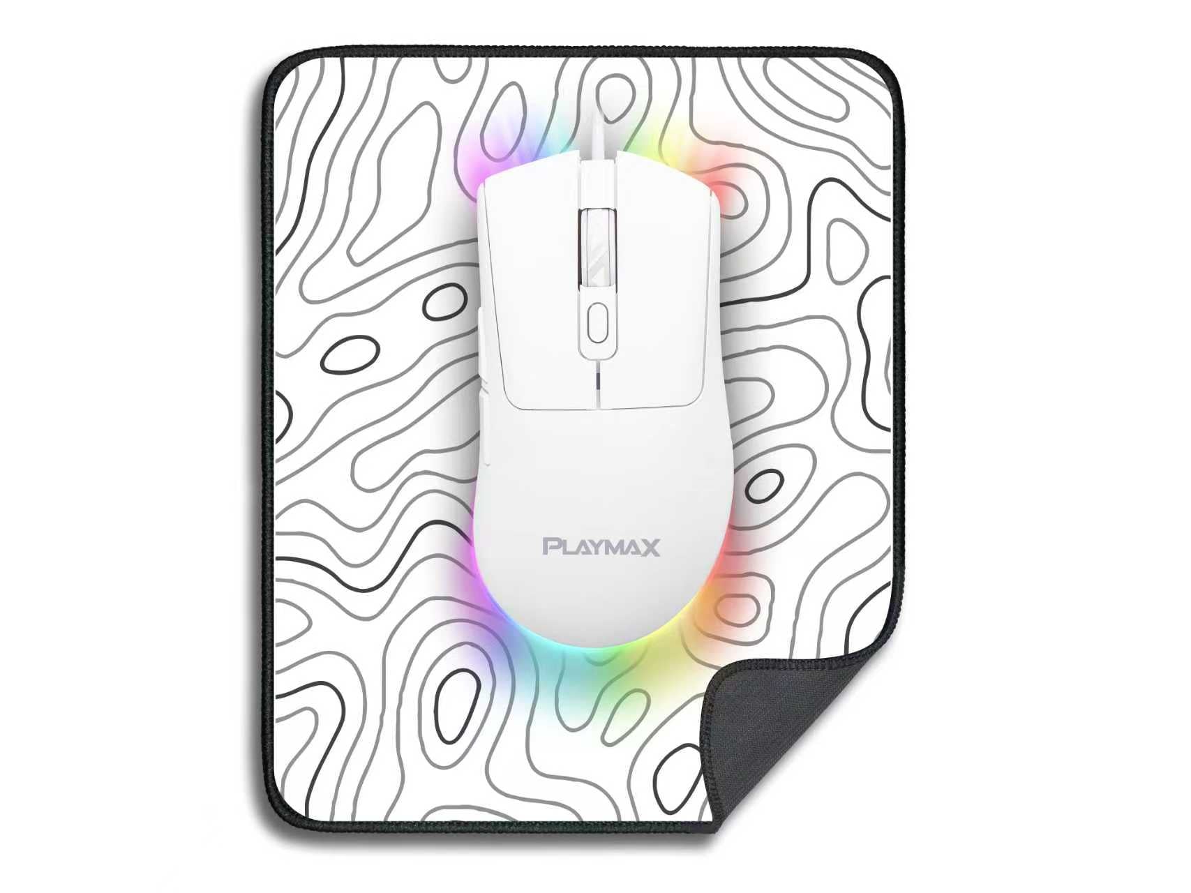 Playmax White RGB Gaming mouse and mouse mat combo