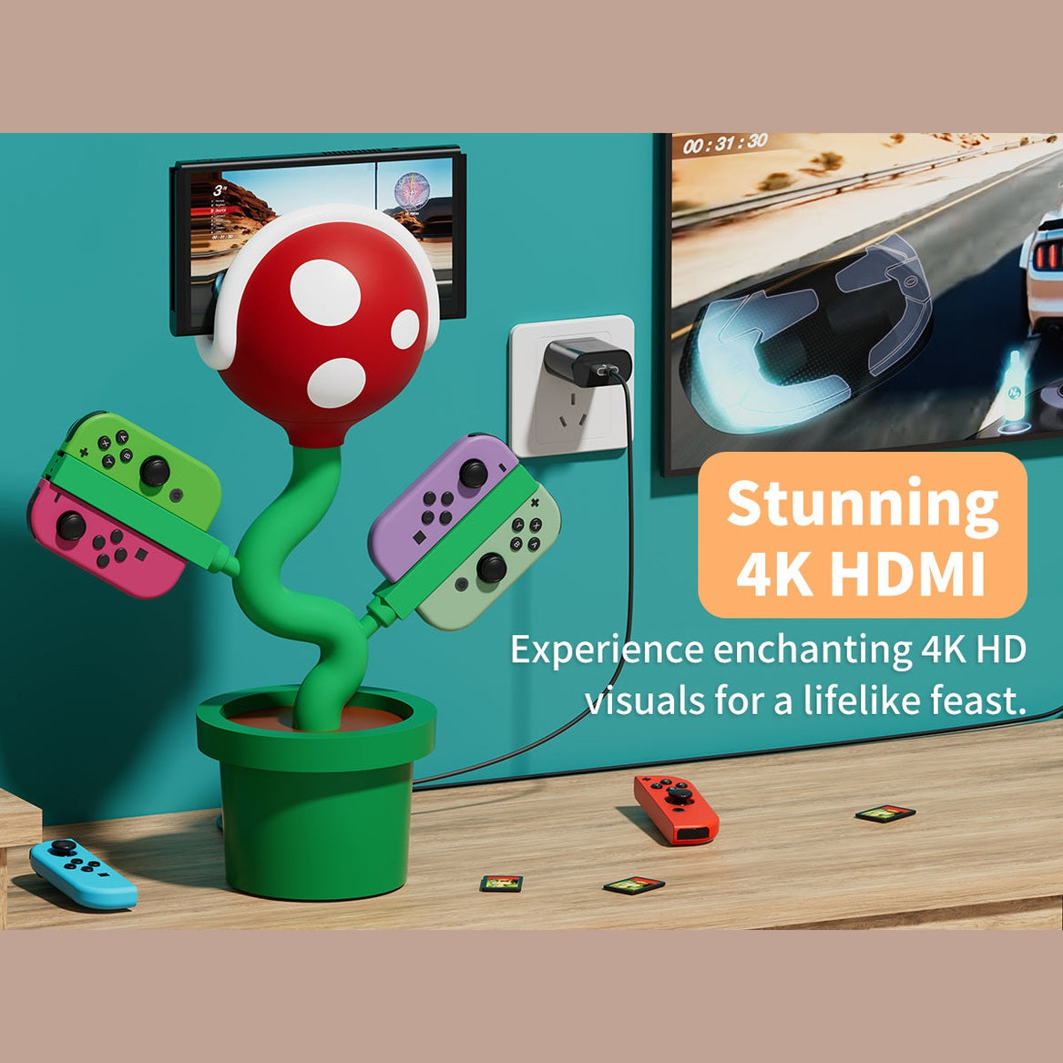 POWKONG Piranha Plant Dock for Switch and Switch OLED