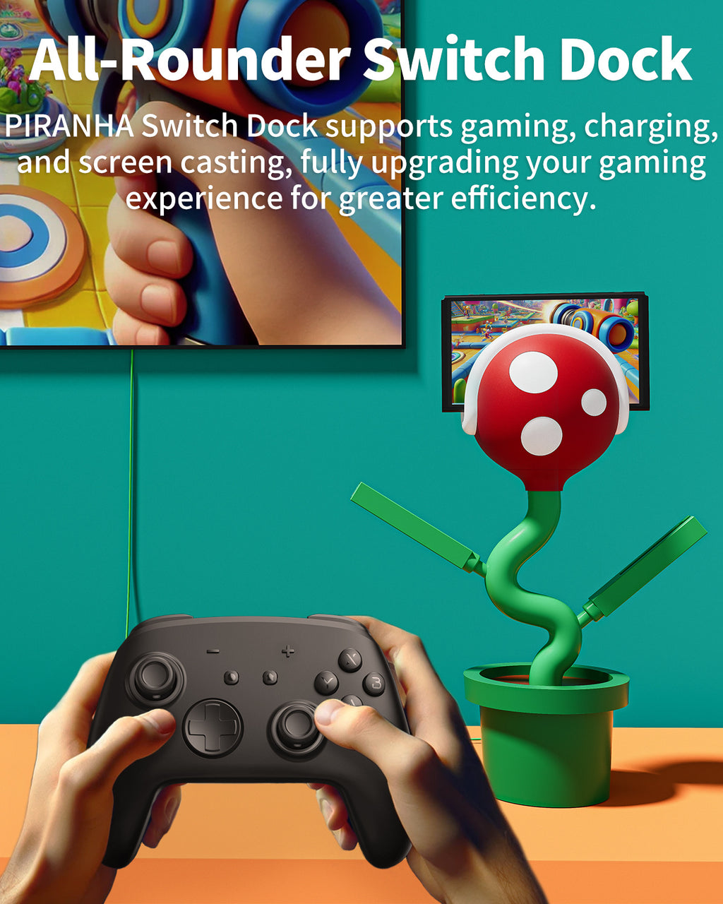 POWKONG Piranha Plant Dock for Switch and Switch OLED