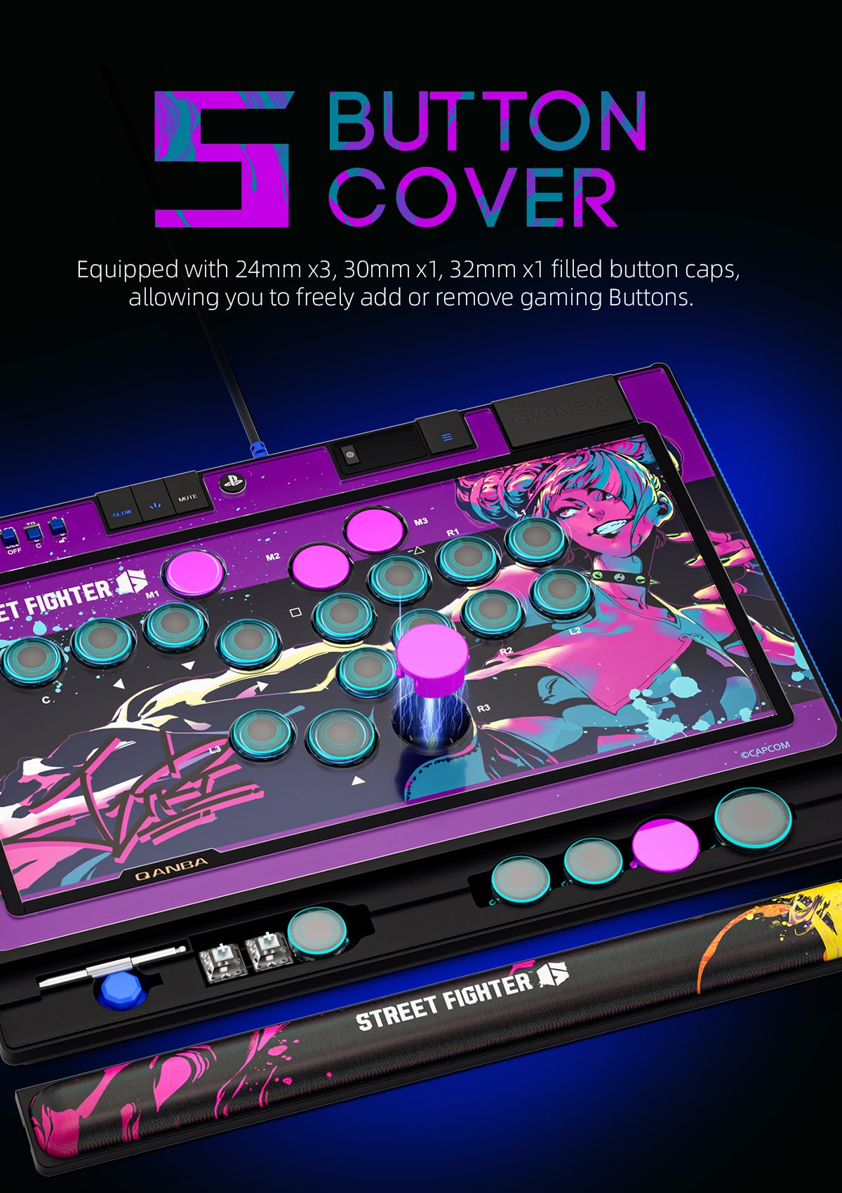 Qanba Sapphire Arcade Controller Street Fighter Juri PS5/PS4/PC