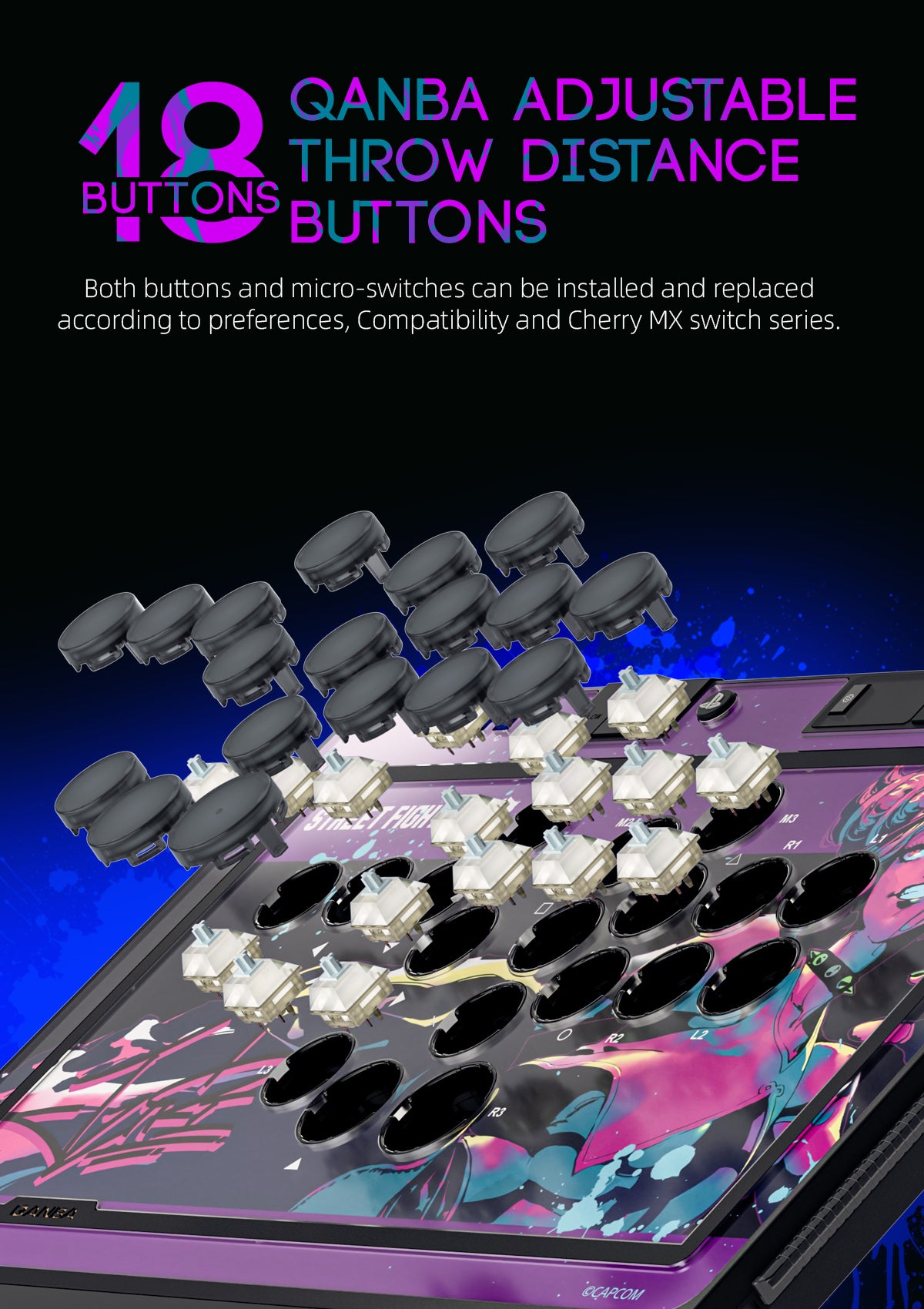 Qanba Sapphire Arcade Controller Street Fighter Juri PS5/PS4/PC